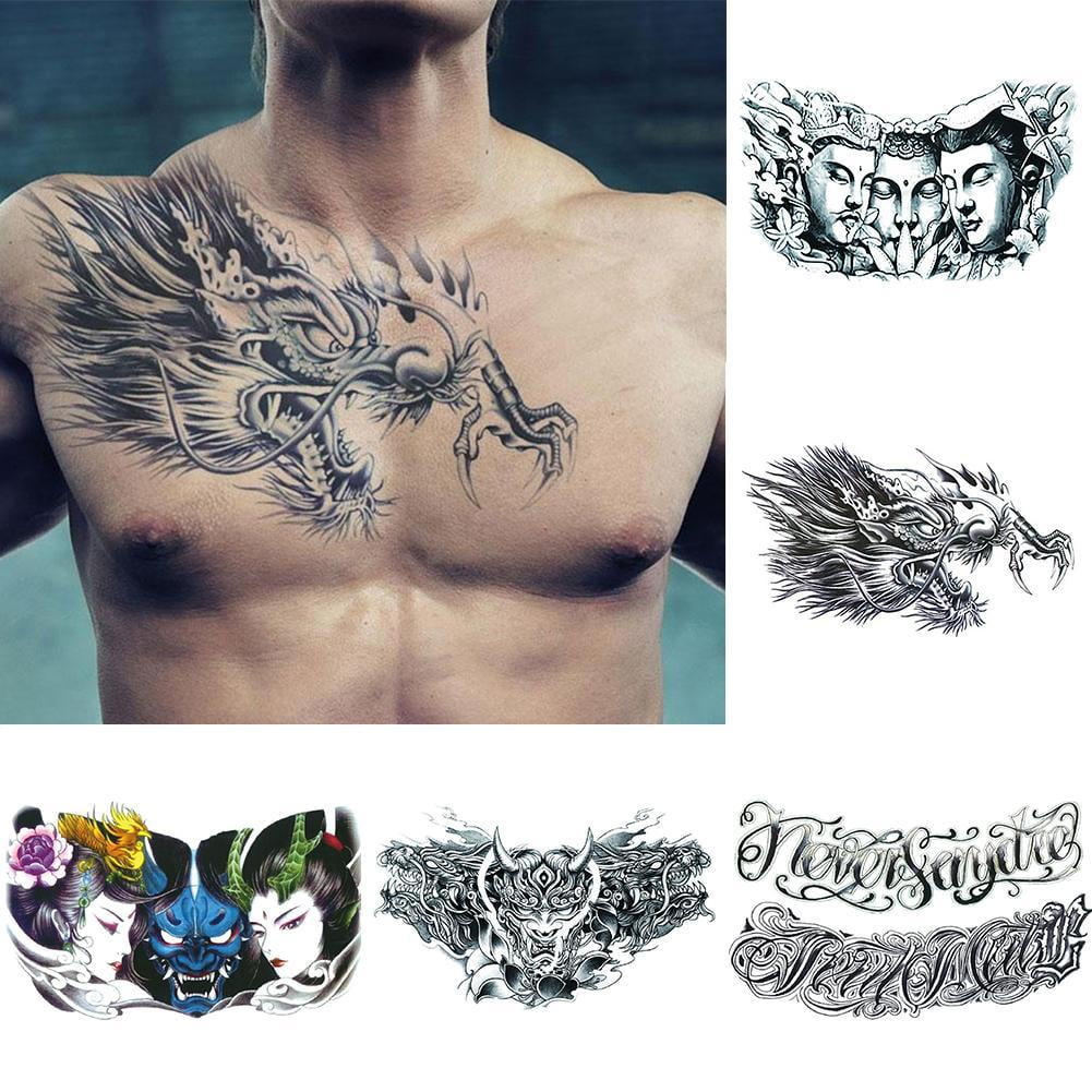 Big Chest Tattoo Sticker Juice ink Natural Long Lasting Temporary Tattoo  Waterproof Sexy Styles Man Boy Woman Body Art Painting